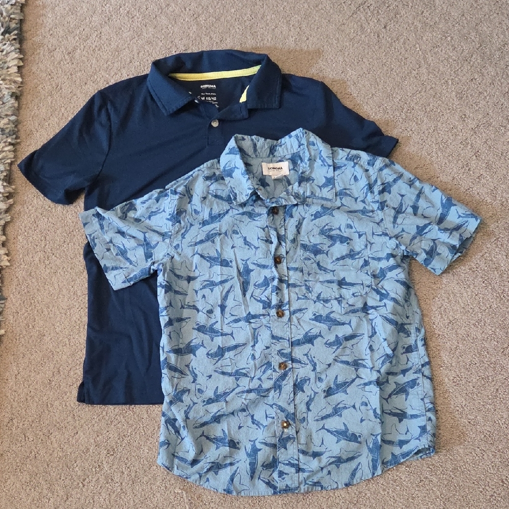 Sonoma Light Blue Shark Print Button Down Shirt